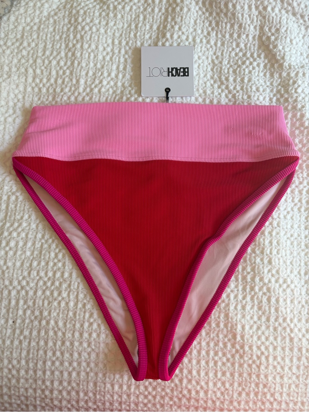 Beach Riot Two-Tone Pink High-Rise Bikini Bottom